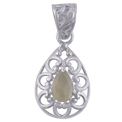Beautiful Pattern Around Prehnite Pear Shape 925 Sterling Solid Silver Pendant - R300869-22