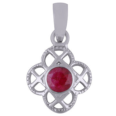 Red Corundum 925 Sterling Silver Pendant - R300883-57