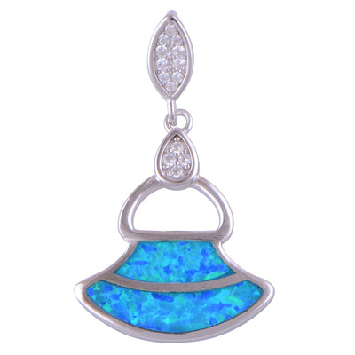 Opal, White Cubic Zirconia 925 Sterling Silver Pendant - R300896-1