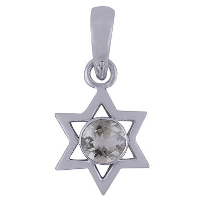 Gorgeous Handcrafted Star Shaped Around Green Amethyst Round Shape 925 Sterling Solid Silver Pendant - R300996-22