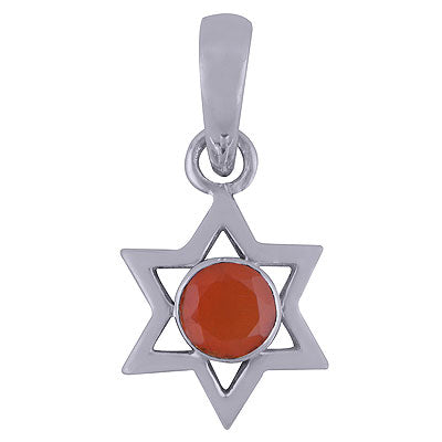 Gorgeous Handcrafted Star Shaped Around Carnelian Round Shape 925 Sterling Solid Silver Pendant - R300996-25