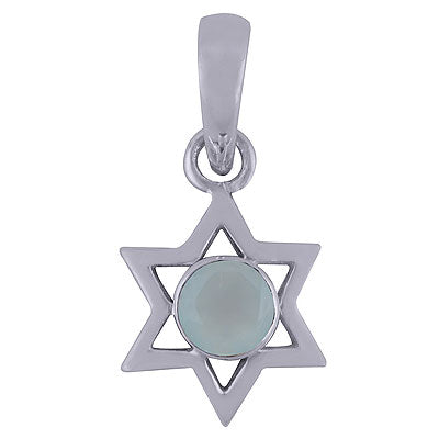 Gorgeous Handcrafted Star Shaped Around Aqua Chalcedony Round Shape 925 Sterling Solid Silver Pendant - R300996-27