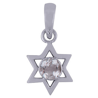 Gorgeous Handcrafted Star Shaped Around Crystal Round Shape 925 Sterling Solid Silver Pendant - R300996-31