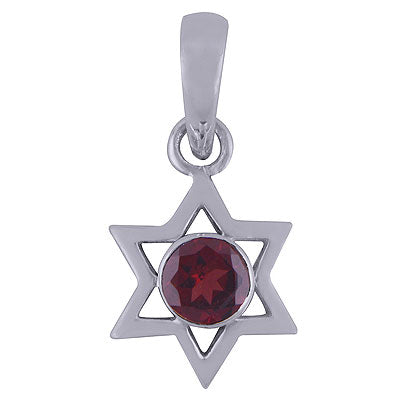 Gorgeous Handcrafted Star Shaped Around Garnet Round Shape 925 Sterling Solid Silver Pendant - R300996-6