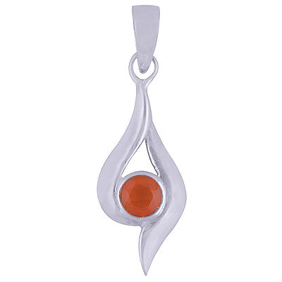 Beautifully Designed Carnelian Round Shape 925 Sterling Solid Silver Pendant - R301000-36
