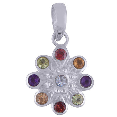 Citrine,Blue Topaz,Amethyst,Garnet,Peridot 925 Sterling Silver Pendant - R301002-22