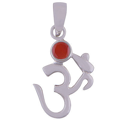 Gorgeous Om Pendant With Gemstone Carnelian Oval Shape 925 Sterling Solid Silver Pendant - R301016-29