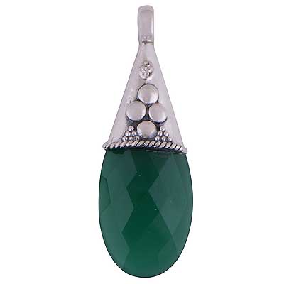 Green Onyx 925 Sterling Silver Pendant - R301041-9