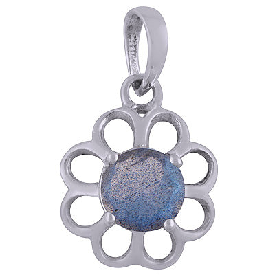 Stunning Handcrafted Flower Around Labradorite Round Shape 925 Sterling Solid Silver Pendant - R301048-11