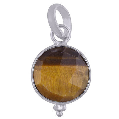 Stunning Rawa Work Around Bezel Tiger's Eye Round Shape 925 Sterling Solid Silver Pendant - R301062-14