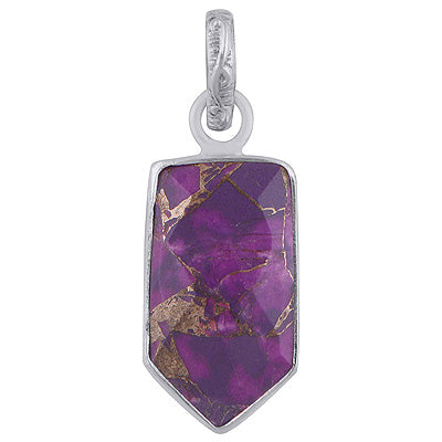 Beautiful Gemstone Purple Copper Turquoise Inverted Bullet Shape 925 Sterling Solid Silver Pendant - R301091-4