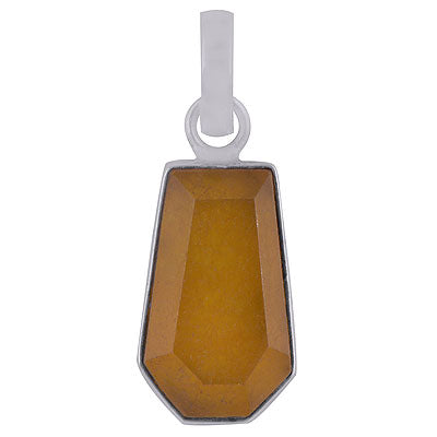 Gorgeous Gemstone Yellow Jade Coffin Shape 925 Sterling Solid Silver Pendant - R301098-19