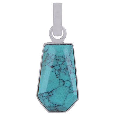 Gorgeous Gemstone Turquoise Coffin Shape 925 Sterling Solid Silver Pendant - R301098-2