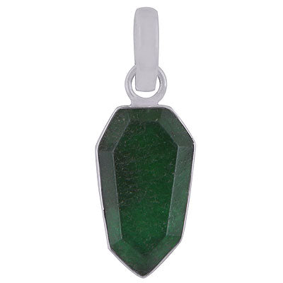 Beautiful Gemstone Green Jade Hexagon Shape 925 Sterling Solid Silver Pendant - R301099-12