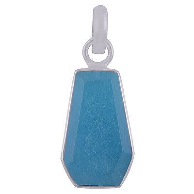 Stunning Gemstone Bezel Blue Chalcedony Coffin Shape 925 Sterling Solid Silver Pendant - R301100-9