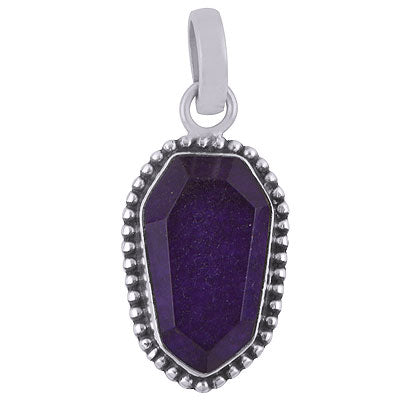 Alluring Rawa Work Around Amethyst Hexagon Shape 925 Sterling Solid Silver Pendant - R301102-1