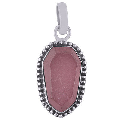 Alluring Rawa Work Around Rose Quartz Hexagon Shape 925 Sterling Solid Silver Pendant - R301102-11