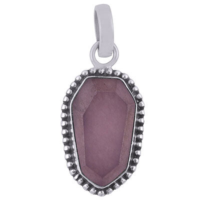 Alluring Rawa Work Around Rose Quartz Hexagon Shape 925 Sterling Solid Silver Pendant - R301102-12
