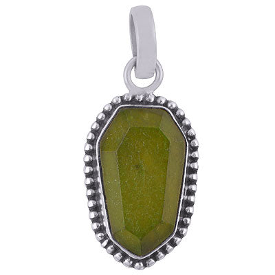 Alluring Rawa Work Around Nephrite Jade Hexagon Shape 925 Sterling Solid Silver Pendant - R301102-15