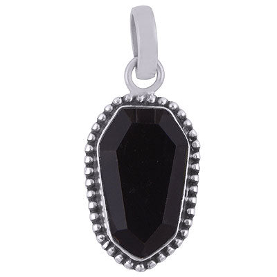 Alluring Rawa Work Around Black Onyx Hexagon Shape 925 Sterling Solid Silver Pendant - R301102-17