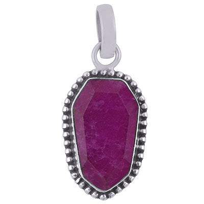 Alluring Rawa Work Around Red Corundum Hexagon Shape 925 Sterling Solid Silver Pendant - R301102-18