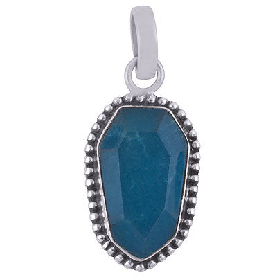 Alluring Rawa Work Around Blue Chalcedony Hexagon Shape 925 Sterling Solid Silver Pendant - R301102-6