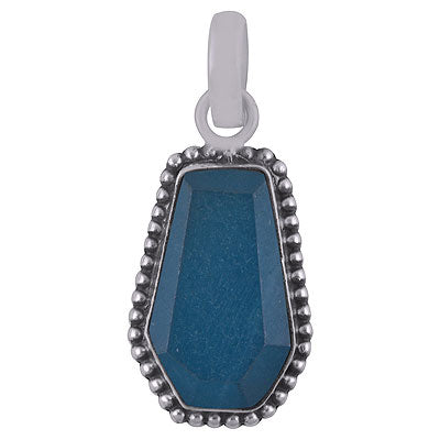 Gorgeous Rawa Work Around Blue Chalcedony Coffin Shape 925 Sterling Solid Silver Pendant - R301103-10
