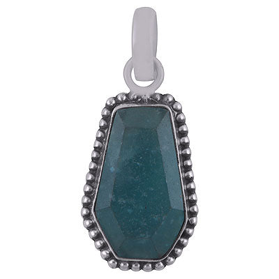 Gorgeous Rawa Work Around Blue Aventurine Coffin Shape 925 Sterling Solid Silver Pendant - R301103-12