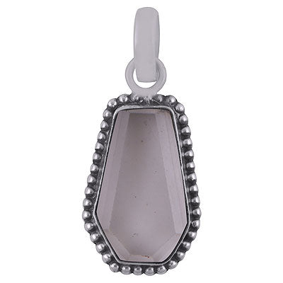 Gorgeous Rawa Work Around Crystal Coffin Shape 925 Sterling Solid Silver Pendant - R301103-14