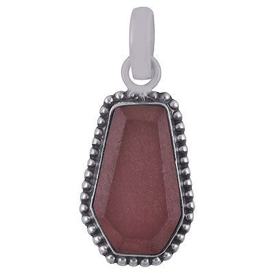 Gorgeous Rawa Work Around Rose Quartz Coffin Shape 925 Sterling Solid Silver Pendant - R301103-16
