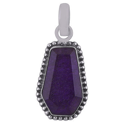 Gorgeous Rawa Work Around Amethyst Coffin Shape 925 Sterling Solid Silver Pendant - R301103-2