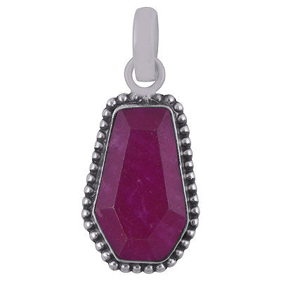 Gorgeous Rawa Work Around Red Corundum Coffin Shape 925 Sterling Solid Silver Pendant - R301103-22