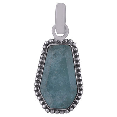Gorgeous Rawa Work Around Amazonite Coffin Shape 925 Sterling Solid Silver Pendant - R301103-7