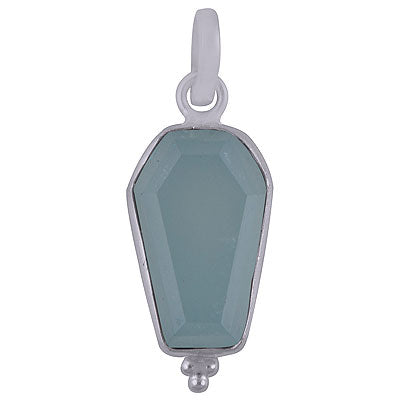 Beautifully Handcrafted Bezel Rawa Work at bottom Aqua Chalcedony Coffin Shape 925 Sterling Solid Silver Pendant - R301105-11