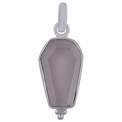 Beautifully Handcrafted Bezel Rawa Work at bottom Crystal Coffin Shape 925 Sterling Solid Silver Pendant - R301105-14