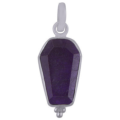 Beautifully Handcrafted Bezel Rawa Work at bottom Amethyst Coffin Shape 925 Sterling Solid Silver Pendant - R301105-2