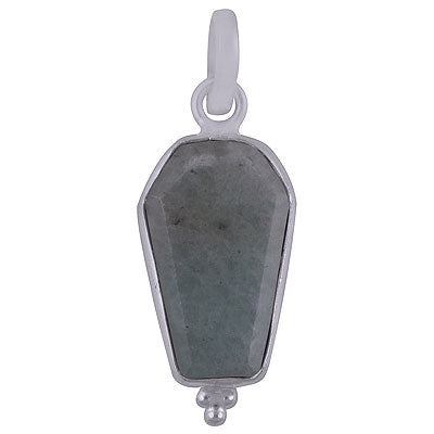 Beautifully Handcrafted Bezel Rawa Work at bottom Amazonite Coffin Shape 925 Sterling Solid Silver Pendant - R301105-6