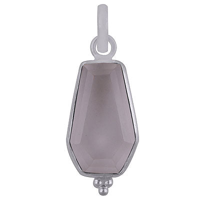 Stunning Handcrafted Bezel Rawa Work at bottom Crystal Coffin Shape 925 Sterling Solid Silver Pendant - R301106-15