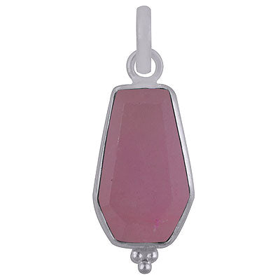 Stunning Handcrafted Bezel Rawa Work at bottom Rose Quartz Coffin Shape 925 Sterling Solid Silver Pendant - R301106-16