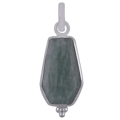 Stunning Handcrafted Bezel Rawa Work at bottom Amazonite Coffin Shape 925 Sterling Solid Silver Pendant - R301106-6