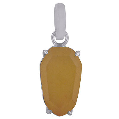 Gorgeous shaped Gemstone Yellow Jade Hexagon Shape 925 Sterling Solid Silver Pendant - R301107-12