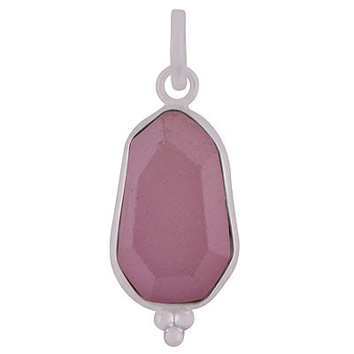 Beautifully Handcrafted Bezel Rawa Work at bottom Rose Quartz Hexagon Shape 925 Sterling Solid Silver Pendant - R301110-10