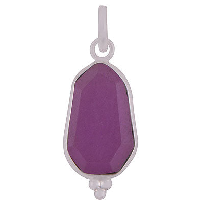 Beautifully Handcrafted Bezel Rawa Work at bottom Lavender Jade Hexagon Shape 925 Sterling Solid Silver Pendant - R301110-12