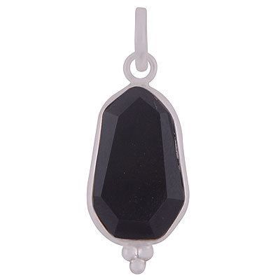Beautifully Handcrafted Bezel Rawa Work at bottom Black Onyx Hexagon Shape 925 Sterling Solid Silver Pendant - R301110-16
