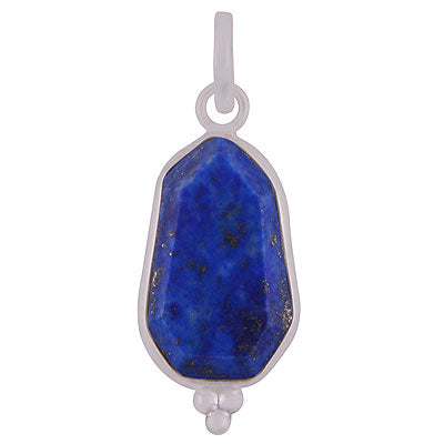 Beautifully Handcrafted Bezel Rawa Work at bottom Lapis Hexagon Shape 925 Sterling Solid Silver Pendant - R301110-4