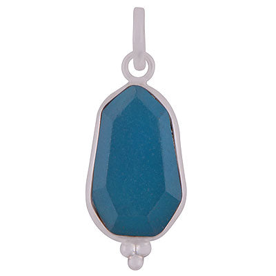 Beautifully Handcrafted Bezel Rawa Work at bottom Blue Chalcedony Hexagon Shape 925 Sterling Solid Silver Pendant - R301110-6