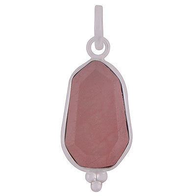 Beautifully Handcrafted Bezel Rawa Work at bottom Rose Quartz Hexagon Shape 925 Sterling Solid Silver Pendant - R301110-9