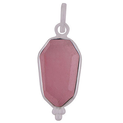 Stunning Handcrafted Bezel Rawa Work at bottom Rose Quartz Hexagon Shape 925 Sterling Solid Silver Pendant - R301111-12