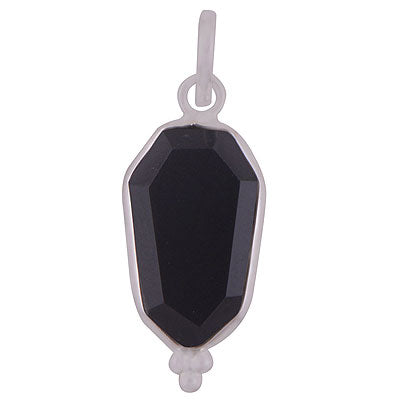 Stunning Handcrafted Bezel Rawa Work at bottom Black Onyx Hexagon Shape 925 Sterling Solid Silver Pendant - R301111-18