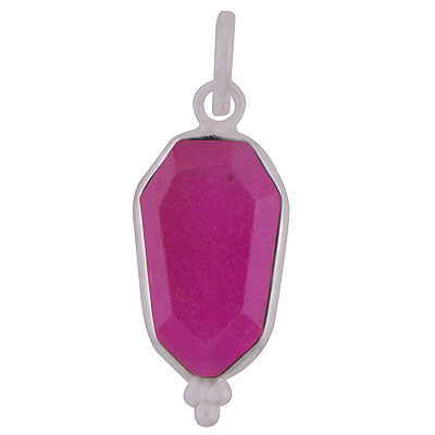 Stunning Handcrafted Bezel Rawa Work at bottom Red Corundum Hexagon Shape 925 Sterling Solid Silver Pendant - R301111-19